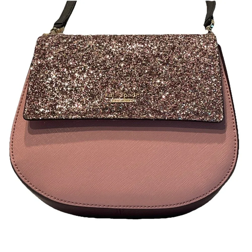NWT Kate Spade CAMERON STREET GLITTER Pink & Brown BYRDIE Crossbody Bag‎ HANDBAG